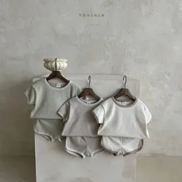 Kläder set baby vintage kläder set spädbarn solid kort ärm t skjortor shorts 2st.