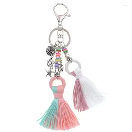 Keychains Wellmore Bohemia Keychain Handmade Long Tassel Alloy Key Chain for Women Girl Bag Fashion Jewelry Wholesale