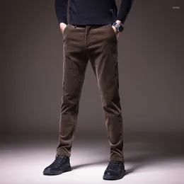 Pantalones para hombres 2023 Otoño/Invierno Felpa y pana cálida Casual con cintura recta ajustada