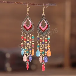 Estilo étnico vintage brincos de gota de água para mulheres senhora boêmio longo elegante casual festa férias jóias pendientes mujer