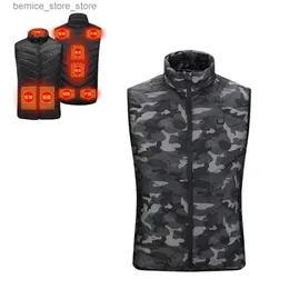 Coletes masculinos 9 áreas USB aquecido jaqueta homens mulheres colete aquecido elétrico colete aquecido bodywarmer usb colete de calor interno veste chauffante q231208