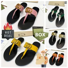 Luxe Heren Dames Klassieke sandalen pantoffels Zomer Rubberen schoen strand Slides letter Platte hak ontwerper Metalen knop Luie dame Loafers Slippers