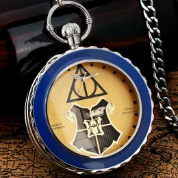 Pocket Watches High Graded Handicraft Melody Music Luxury Quartz Pocket Watch Steampunk Deathly Hallows Clock with Slice Buckle Pocket Chain 231208