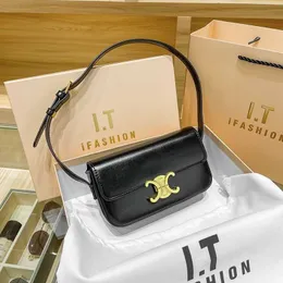 Legal Copy Deisgner Celinss Bags Online-Shop Hong Kong Arc de Triomphe French Underarm Bag 2023 New Genuine Leather Tofu One Shoulder Crossbody Versatile Small Squa