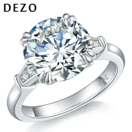 Eheringe DEZO Luxus 5 Karat Rundschliff Verlobung für Frauen Fünf Stein massiv 925 Silber VVS D Farbe GRA Zertifikat 231208