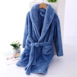 Handlingar Robes Children Flannel Bathrobe Autumn and Winter Kids Sleepwear Pyjamas för Girl Boy Teenage Clothing 4-18 år 231208