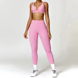 Set attivi 2 pezzi Abbigliamento sportivo Tuta da donna Set da yoga senza cuciture Tuta sportiva Abbigliamento da palestra Abbigliamento da allenamento Legging a vita alta Sport fitness