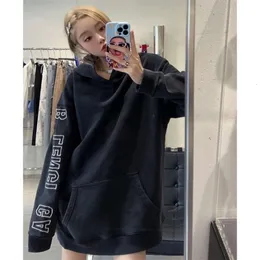 Paris B Family Autumn/Winter New Product Letter Large Outline Embroidery Heavy Duty Wash Old Worn Hooded Sweater