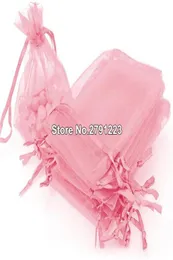 Gift Wrap 100Pcs Jewelry Bags Packing Drawable Pink Organza 7x9 9x12 10x15 13x18 Sachet Wedding Decor Ship3002990