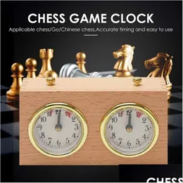 Jogos de xadrez de madeira compacto digital internacional retro portátil competição jogo temporizador contagem mecânica para baixo relógio analógico presente gota dhnkt