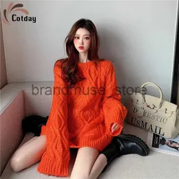 Kobiety tee damskie Cotday Knitwear Orange OversizeSed Women Blogerzy Polecaj harajuku w stylu Korean Style femme swetry J231208