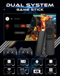 20pcs Android 10 TV Stick Dual Systems Game OS Dongle H313 4K 2.4G 5G Dual WiFi 2pcs Gamepads 64G SD karta 10000+ Gry