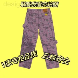 Jeans pour hommes Jeans de marque Louis Spring / Summer Showcase Style correct Washed Purple Presbyopia Glands Pantalon en denim endommagé Jambe droite pour hommes et femmes 1EFZ