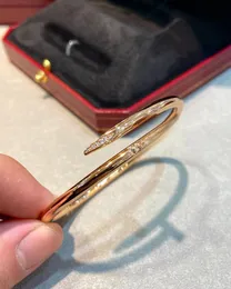 Gold Cbangle Gül Altın Bilezik 925 STERLING Gümüş Top İnce Mücevher Aşk Hediye Tornavida Gül Altın Pırlanta Tam Gökyüzü Yıldızı Aşk Bileklik Düğün Nişan Vidası