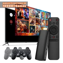 Android 10 TV Stick Dual Systems 게임 OS Dongle H313 4K 2.4G 5G 듀얼 WiFi 2PCS 게임 패드 64G SD 카드 100000+ 게임