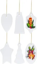 昇華3インチセラミックラウンドペンダントクリスマスツリーの装飾ホリデー装飾ロープブランクプレスプリント5084821