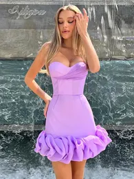 Casual Dresses Ailigou 2023 Sommer Damen Kleid Sexy ärmellos rückenfrei dünn Rüschenrand Mini Elegant Abend