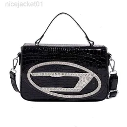 24SS Desginer Borsa Diesal Piccola Focus Moda Versatile Borsa a tracolla con motivo a coccodrillo con diamanti scintillanti Borsa a tracolla monospalla alla moda da donna