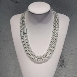 Hot Sale Product Fine Jewelry Necklace 10mm 12mm Hip Hop Iced Out 2 Row Diamond Moissanite Cuban Link Chains
