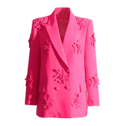 Abiti da donna Blazer Temperamento Risvolto Giacca da abito a fiori tridimensionale per industria media pesante