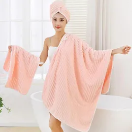 Handduk Coral Velvet Bath Shower Cap Three Piece Set Thicked Absorberande mjuk och ludd Lämplig för bad