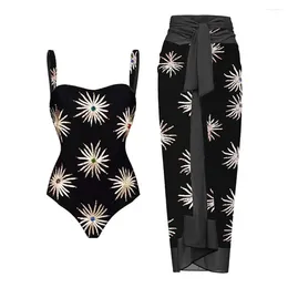 Women's Swimwear 2023 One Piece Swimsuit Women Bikini & Wrap Skirt Backless Retro Holiday Beach Designer Bathing Suit Summer