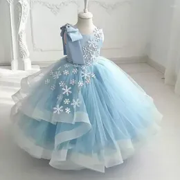Girl Dresses Flower Exquisite Sleeveless O-Neck Floor-Length Ball Gown Princess Pageant Prom Dress For Wedding Bridesmaid