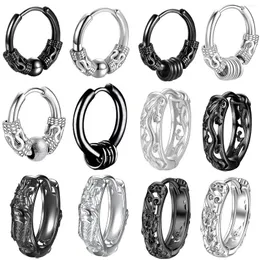 Hoop Earrings WKOUD 1 Pair Men's Stainless Steel Fashion Personality Hip Hop Unisex Jewelry Accessories