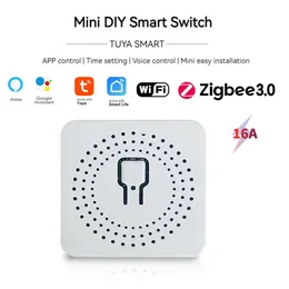 Mini Tuya Zigbee 3.0 2.4G Wifi Smart Switch Controle bidirecional 16A Switch Tuya Smart Home Automation Sensor Funciona com Alexa Google Home Smart Lif App
