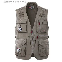 Chalecos para hombres Multi-bolsillos para hombres Chaleco de carga Chaqueta MenV-Cuello Chaleco de algodón pesado Casual al aire libre Militar Senderismo Pesca Cintura Abrigo Q231208