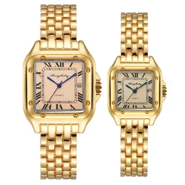 Andra klockor Par Titta på Gold Luxury Watche Men Fashion Quartz Armband Ladies Dress Wristwatch Clock Relogios Reloj 231207