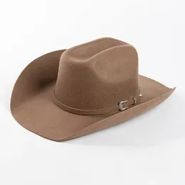 Ampla borda chapéus balde 100% lã vintage ocidental cowboy chapéu para homens cavalheiro cloche igreja bonés cowgirl jazz sombrero hombre 231208