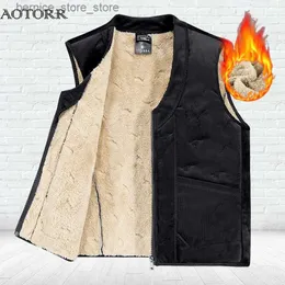 Gilet da uomo Casual Gilet in lana d'agnello Autunno e inverno Gilet imbottito caldo da uomo Trend Maschile Addensato Canottiera senza maniche Canotte fredde 2023 Nuovo Q231208