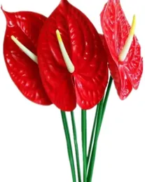 10 pezzi di plastica Anthurium fiore artificiale fiori di giglio rosso per la festa di Natale decorazione floreale domestica42508527471798