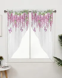 Tenda Primavera Rosa Glicine Farfalla Finestra Soggiorno Camera da letto Arredamento Tende Cucina Decorazione Triangolare