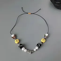 Anhänger Halsketten Mode Würfel Schädel Schmetterling Perle Keramik Emoticons Gesicht Hip Hop Armband Gezeitenzug Schlüsselbein Herren- und Damenpullover