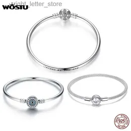 Corrente wostu 925 prata esterlina pulseiras originais floco de neve olhos azuis zircão corrente caber pulseira feminina jóias de luxo yq231208