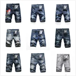 Jeans masculinos curtos jeans retos buracos apertados casuais verão clube noturno azul algodão calças masculinas estilo itália