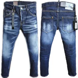 Herr jeans män jeans hål män mager cyklist orolig jeans d2 dsq ikon gg designer smala jeans rak denim byxor byxor byxor motorcykel man riva jean lyx