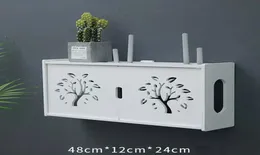 Stor trådlös WiFi -router förvaringslåda PVC densitetspanel hyllan vägg hängande kort konsol förvaring arrangör hem dekor c01168587176