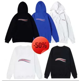 Julrabatt ~ Men's Hoodies Sweatshirts 22fw Sea Wave Letters Tryckt hoodie för herrkvinnor Fashion Pullover O-hals tröja Casual Streetwear 2 Styles M-2XL