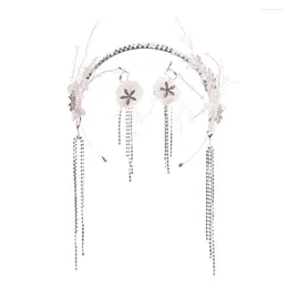 Necklace Earrings Set Fringed Headband Earring Tiara Handmade Flower Beaded Hair Accessory Headdress Jewelry Headwear Dangler Ladies 3pcs NA