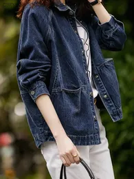 Damenjacken Jeansjacke Damen Neue Kurze Lose Lange Sles Retro Jeansjacke Damen Hohe Taille Einreihige Feste Jacke Mäntel Tops L231208