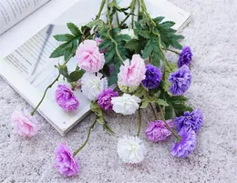 Decorative Flowers Wreaths 7Pcs Fake Carnation 5 Headspiece 2165quot Length Simulation Dianthus Deltoides For Wedding Home4676230