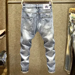Jeans viola di lusso Jeans da uomo Jeans firmati Pantaloni da lettera in metallo da uomo n Pantaloni da strada retrò con design a gamba dritta di alta qualità