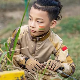 4-14 anos de idade crianças luvas táticas sem dedos exército militar camo anti-skid luvas meio dedo meninos crianças esportes ciclismo cinco 216i