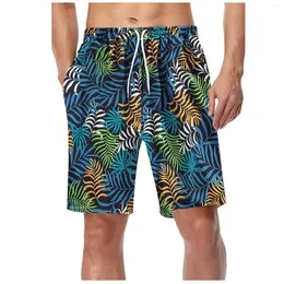 Men's Shorts Swim Men Summer Beach Pants Male Hawaii Leaf Print Trunks Quickly Dry Boys Fitness Briefs Swimming Bottoms