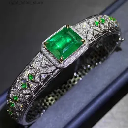 Ketting 14K witgoud Vinateg Lab Emerald Diamond Bangle Engagement Wedding Bangles Armbanden voor vrouwen Bruidsfeest Sieraden Cadeau YQ231208