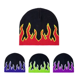 Beanie Y2k Goth Flame Hat Fashion Street Hats For Men Women Girl Punk Halloween Skull Knitted Cap Hip Hop Christmas Gifts For Outdoor Riding Rap Hip Hop Active