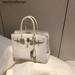 Himalaya Crocodile Handbag Tygväskor Yijinyuan2024 Ny diamantspänne stor kapacitet Cowhide Himalayan Platinum Bag handväska äkta läder kvinnor HBSN